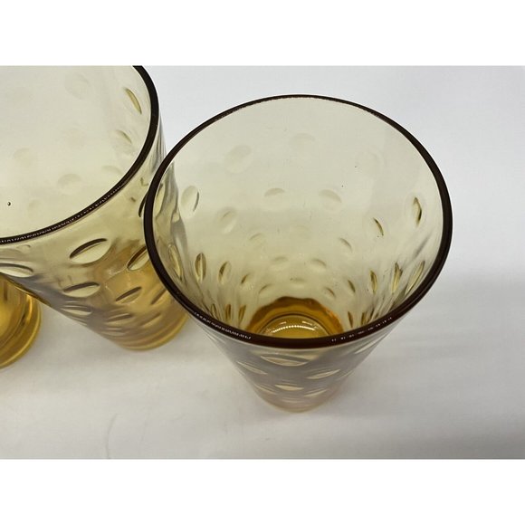 Hazel Atlas Vintage Gold Capri Dot Tumblers MCM Size 5.25 Inches High, Set of 4 - Picture 13 of 15